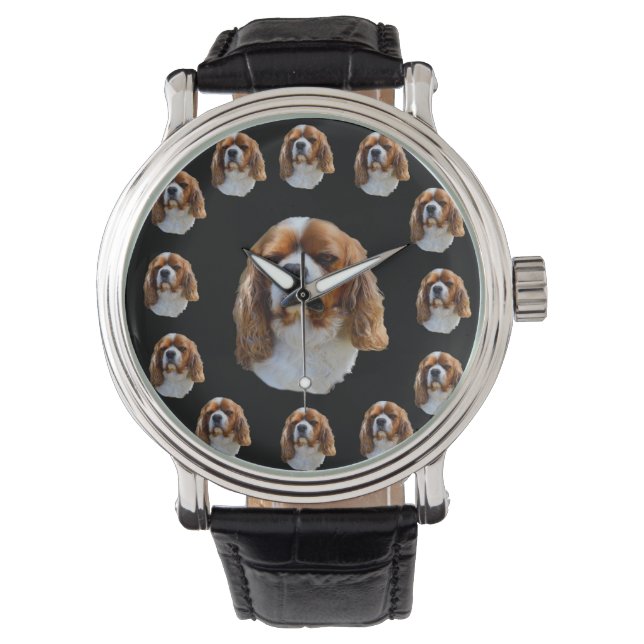 Cavalier Spaniel Dog Face Pattern Horloge (Voorkant)