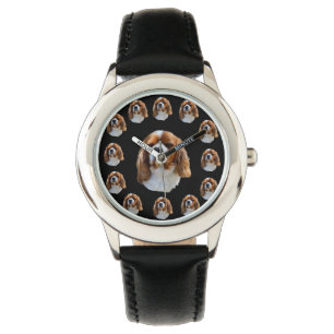 Cavalier Spaniel Dog Face Pattern, Kinder leder Horloge