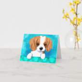 Cavalier Spaniel Dog Note Kaart (Gele Bloem)