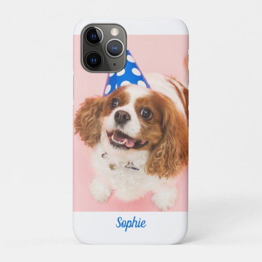 Cavalier Spaniel Dog of Uw Foto, blauwe naam Case-Mate iPhone Case (Achterkant)