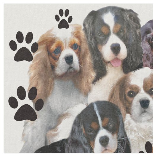 Cavalier Spaniel Fabric Stof (Close Up)