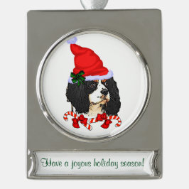 Cavalier Spaniel - Gepersonaliseerd kerstfeest Verzilverd Banner Ornament