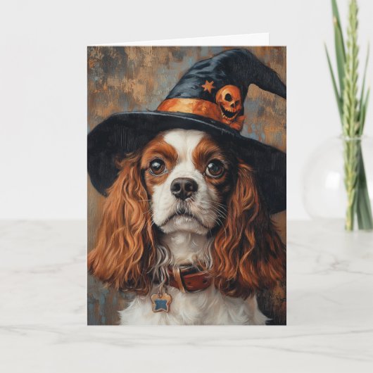 Cavalier Spaniel Halloween Feestdagen Kaart (Voorkant)