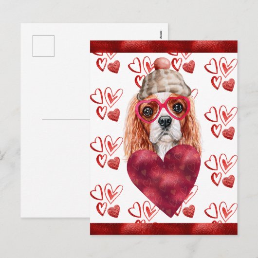 Cavalier Spaniel Hearts Hondenliefhebber Valentijn Feestdagenkaart (Voorkant / Achterkant)