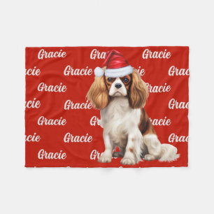 Cavalier Spaniel Hond met Naam Patroon Kerstmis Fleece Deken
