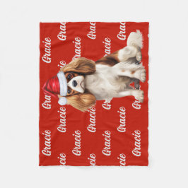 Cavalier Spaniel Hond met Naam Patroon Kerstmis Fleece Deken