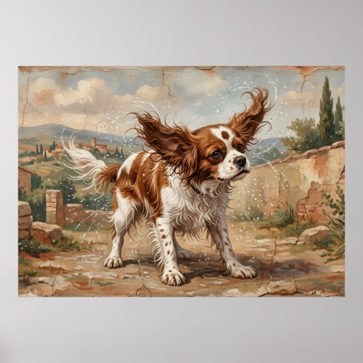 Cavalier Spaniel Impressionistisch Landschap Poster (Voorkant)