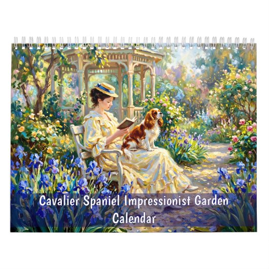 Cavalier Spaniel Impressionistische Tuinkalender Kalender (Hoes)