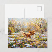 Cavalier Spaniel in bloeiende lentetuin Briefkaart (Voorkant / Achterkant)
