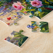 Cavalier Spaniel in zomertuin bij vijver Legpuzzel (Zijkant)