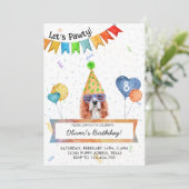 Cavalier Spaniel laat Pawty Dog Birthday party Kaart (Staand voorkant)