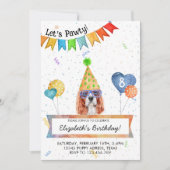 Cavalier Spaniel laat Pawty Dog Birthday party Kaart (Voorkant)