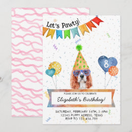Cavalier Spaniel Laat Pawty Hond Verjaardagsfeestj Kaart