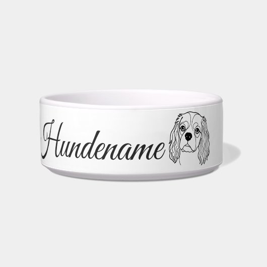 Cavalier Spaniel Line Art personalized bowl Voerbakje (Voorkant)