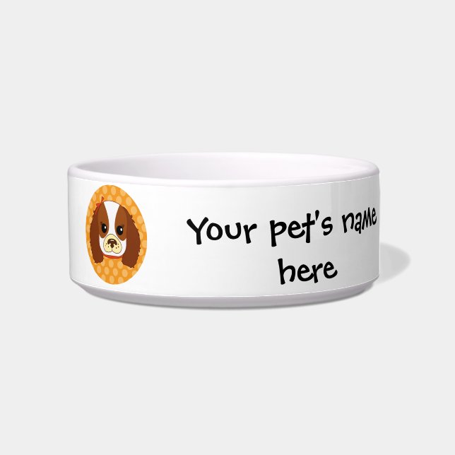 Cavalier Spaniel met boeg Voerbakje (Rechts)