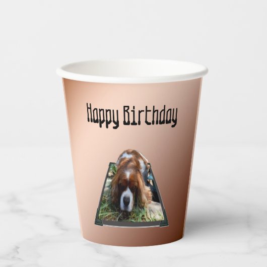 Cavalier Spaniel Popout Art, Papieren Bekers (Voorkant)