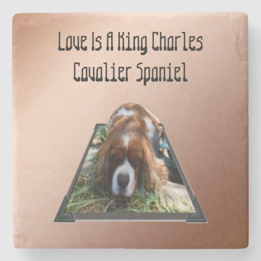 Cavalier Spaniel Popout Art, Stone Onderzetter (Voorkant)