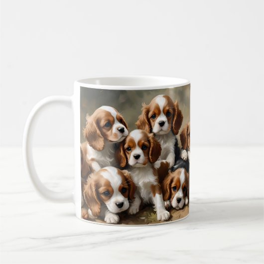 Cavalier Spaniel Puppies gewoon te Schattige, Koffiemok (Links)