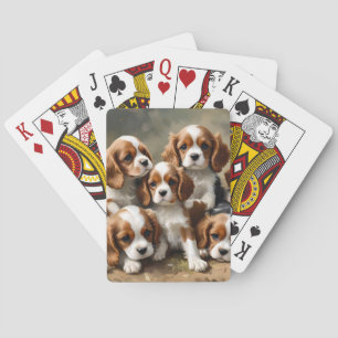 Cavalier Spaniel Puppies zijn gewoon Schattig, Pokerkaarten