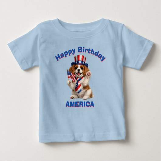Cavalier Spaniel Puppy (2d) Patriottisch Kinder T- (Voorkant)