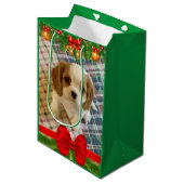 Cavalier Spaniel Puppy Holiday Gift Bag Medium Cadeauzakje (Voorkant Gekanteld)