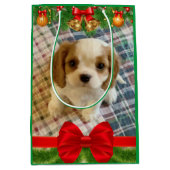 Cavalier Spaniel Puppy Holiday Gift Bag Medium Cadeauzakje (Voorkant)