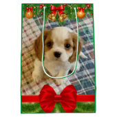 Cavalier Spaniel Puppy Holiday Gift Bag Medium Cadeauzakje (Achterkant)