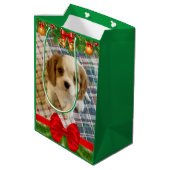 Cavalier Spaniel Puppy Holiday Gift Bag Medium Cadeauzakje (Achterkant Gekanteld)