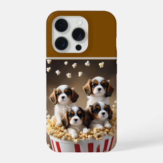 Cavalier Spaniel Pups In De Popcorn, iPhone Hoesje (Achterkant)