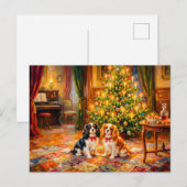 Cavalier Spaniels bij de Kerstboom Feestdagenkaart (Voorkant / Achterkant)