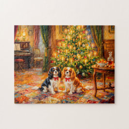 Cavalier Spaniels bij de Kerstboom Legpuzzel