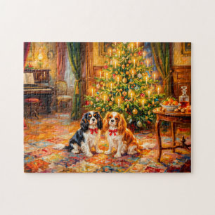 Cavalier Spaniels bij de Kerstboom Legpuzzel