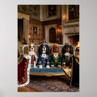 Cavalier Spaniels Koninklijke Familie Groepsportre Poster