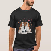 Cavalier Spaniels with soccer ball for Valentine's T-shirt (Voorkant)