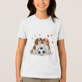 Cavalier Spaniels with soccer ball for Valentine's Tri-Blend Shirt (Voorkant)