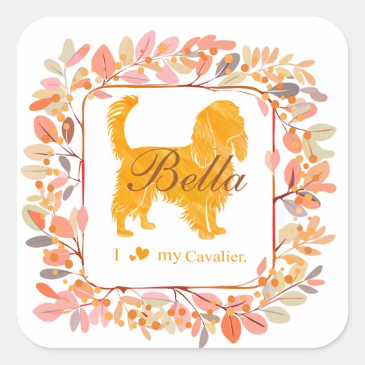 Cavalier Sticker - Gepersonaliseerd Pastel Oranje (Voorkant)