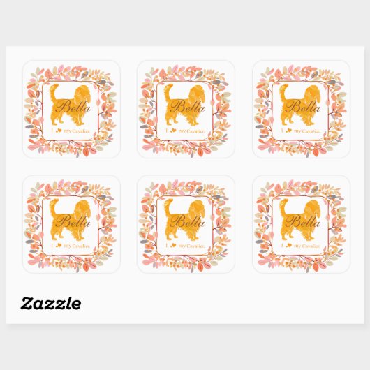 Cavalier Sticker - Gepersonaliseerd Pastel Oranje (Vel)