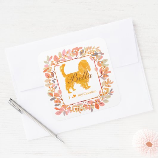 Cavalier Sticker - Gepersonaliseerd Pastel Oranje (Envelop)