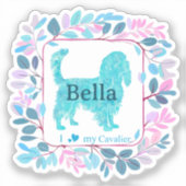 Cavalier Sticker – Personalized Pastel Blue Gift (Voorkant)