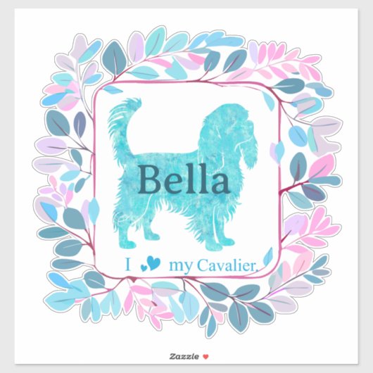 Cavalier Sticker – Personalized Pastel Blue Gift (Vel)