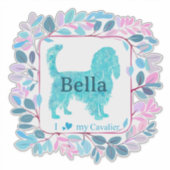 Cavalier Sticker – Personalized Pastel Blue Gift (Voorkant)