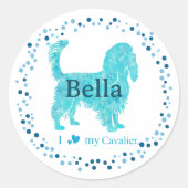 Cavalier Sticker – Personalized Pastel Blue Gift (Voorkant)