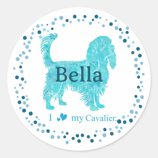 Cavalier Sticker – Personalized Pastel Blue Gift (Voorkant)