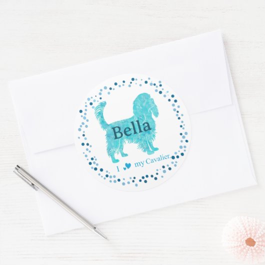 Cavalier Sticker – Personalized Pastel Blue Gift (Envelop)