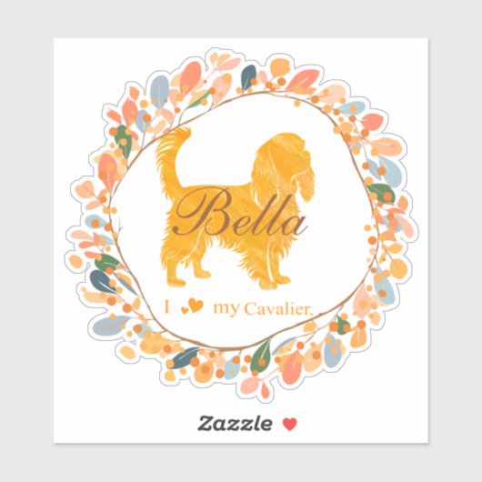 Cavalier Sticker - Personalized Pastel Orange Gift (Vel)