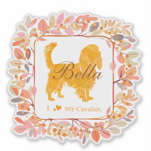 Cavalier Sticker - Personalized Pastel Orange Gift (Voorkant)