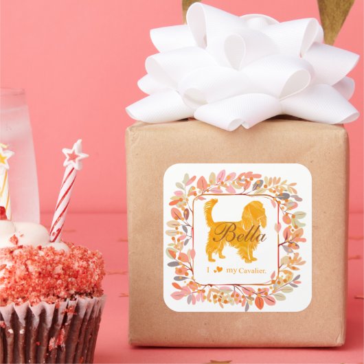 Cavalier Sticker - Personalized Pastel Orange Gift (Feest)