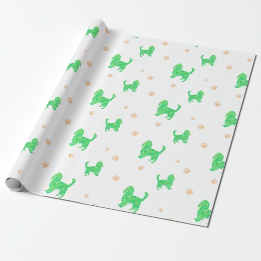 Cavalier Wrapping Paper – Minimal Green Gift Cadeaupapier (Uitgerold)