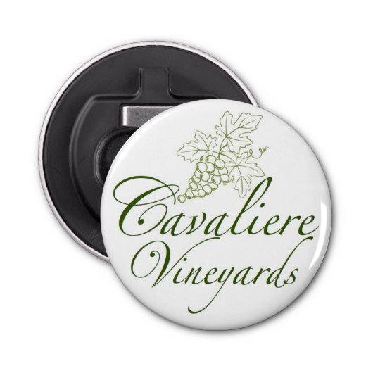 Cavaliere Vineyards Bottle Open (groen) Button Flesopener (Voorkant)