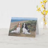 Cavaliers op het strand wenskaart kaart (Gele Bloem)